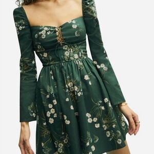 Reformation Floral Green Dress